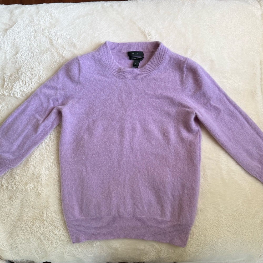 J. Crew Soft Lilac Cashmere Crew Neck Sweater